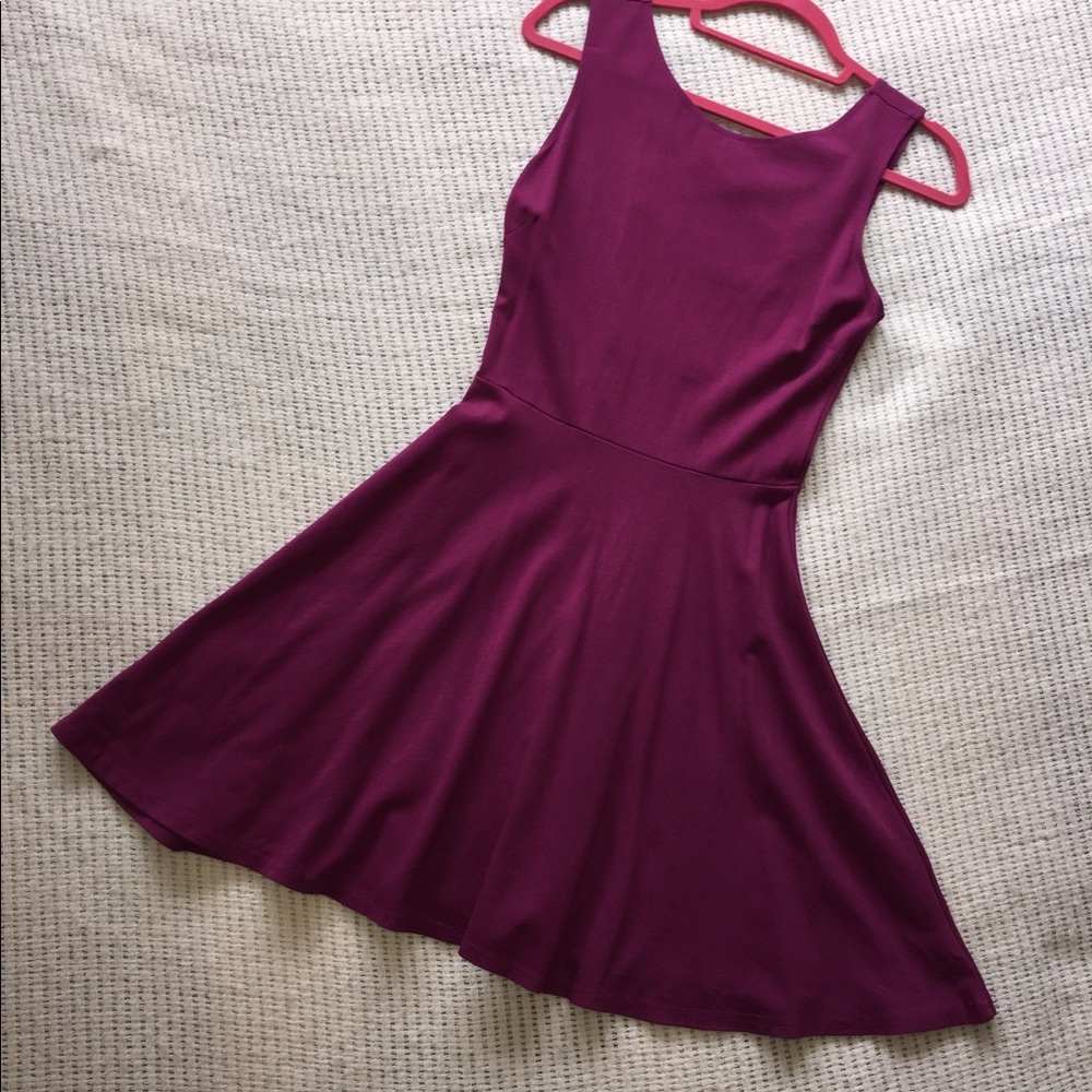 Cute  fusha flare dress with cutout back